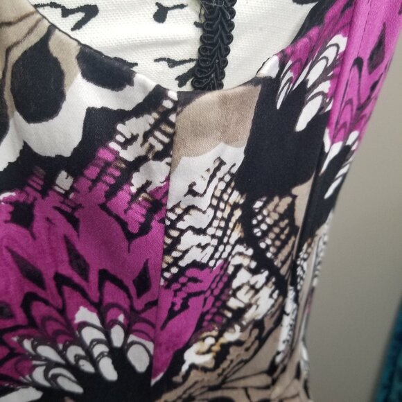 Nine West Purple & Black Fit n Flare Floral Print Dress Sz 10 - Picture 11 of 16